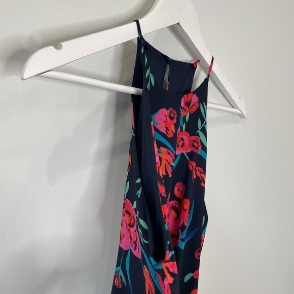 Anthropologie Everly Floral Navy Blue Mini Swing Dress - Picture 3 of 7